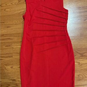 Calvin Klein Red Ruched Sheath Mini Dress